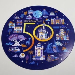 New! 5" Walt Disney World 50th Anniversary thick round Magnet for car or fridge